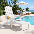 Folding Sun Lounger Adirondack Chair Outdoor Lounge Setting HDPE Recliner Footrest White