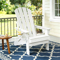 Folding Adirondack Outdoor Beach Chair HDPE Sun Lounge Patio Furniture - White