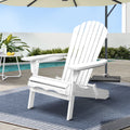 Foldable Adirondack Outdoor Beach Patio Chair Wooden - White