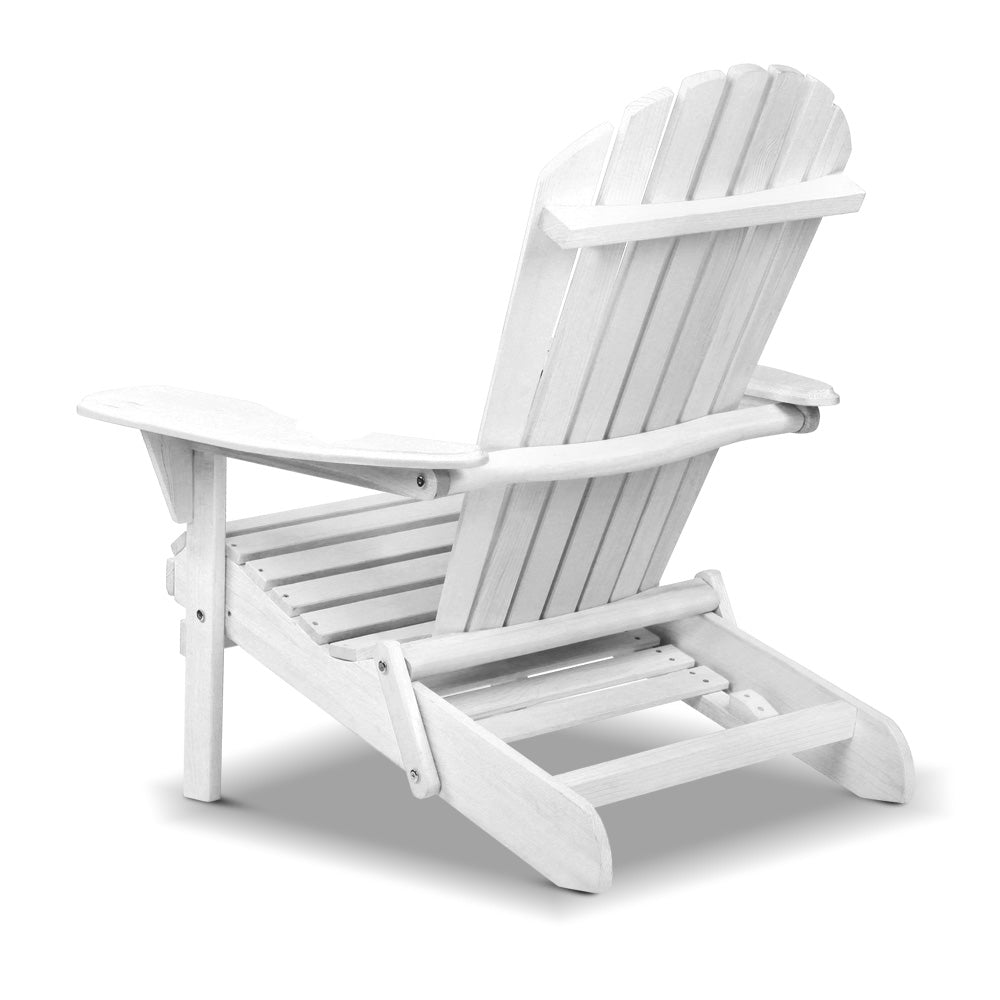Foldable Adirondack Outdoor Beach Patio Chair Wooden - White