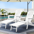 2PC Foldable Adirondack Outdoor Chairs with Footstools - Wood