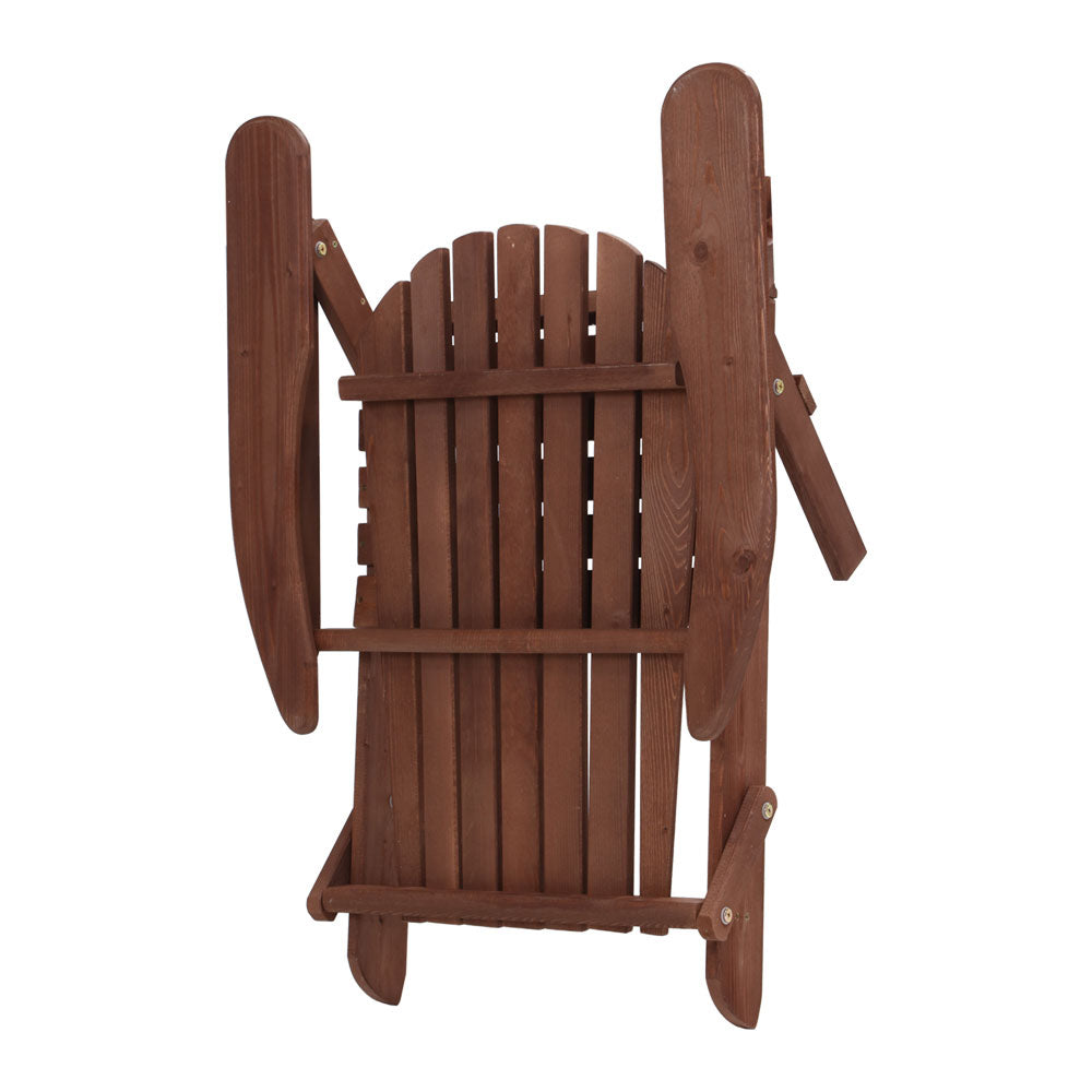 3PC Foldable Adirondack Outdoor Table and Chairs Set - Brown