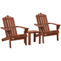 3PC Adirondack Outdoor Table and Chairs Set - Brown