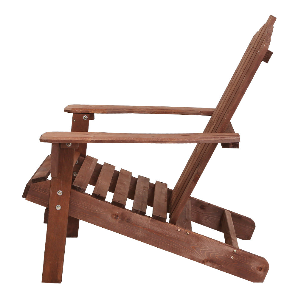 3PC Adirondack Outdoor Table and Chairs Set - Brown