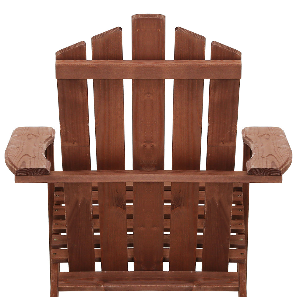 3PC Adirondack Outdoor Table and Chairs Set - Brown