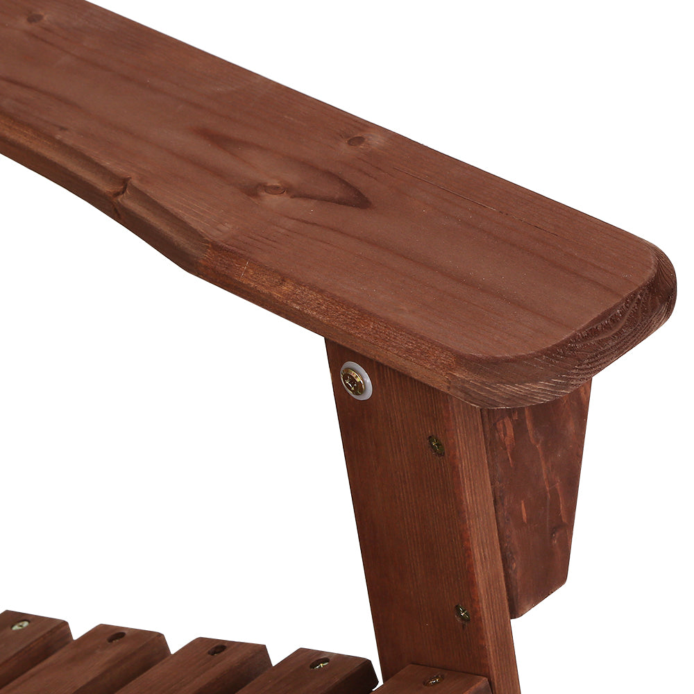 3PC Adirondack Outdoor Table and Chairs Set - Brown