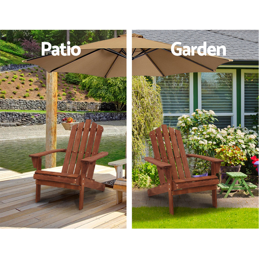 3PC Adirondack Outdoor Table and Chairs Set - Brown