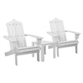 3PC Adirondack Outdoor Table and Chairs Set - White