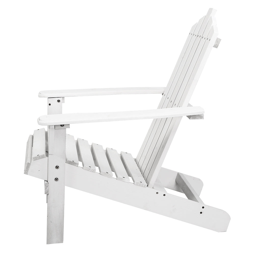 3PC Adirondack Outdoor Table and Chairs Set - White
