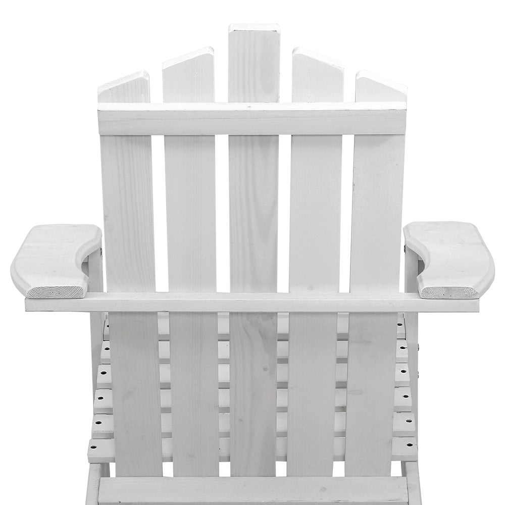 3PC Adirondack Outdoor Table and Chairs Set - White