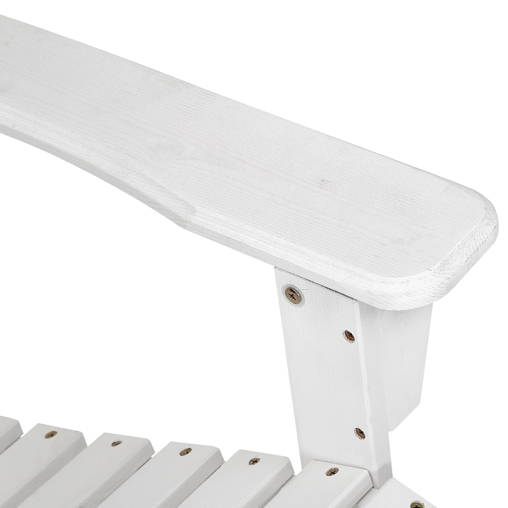 3PC Adirondack Outdoor Table and Chairs Set - White