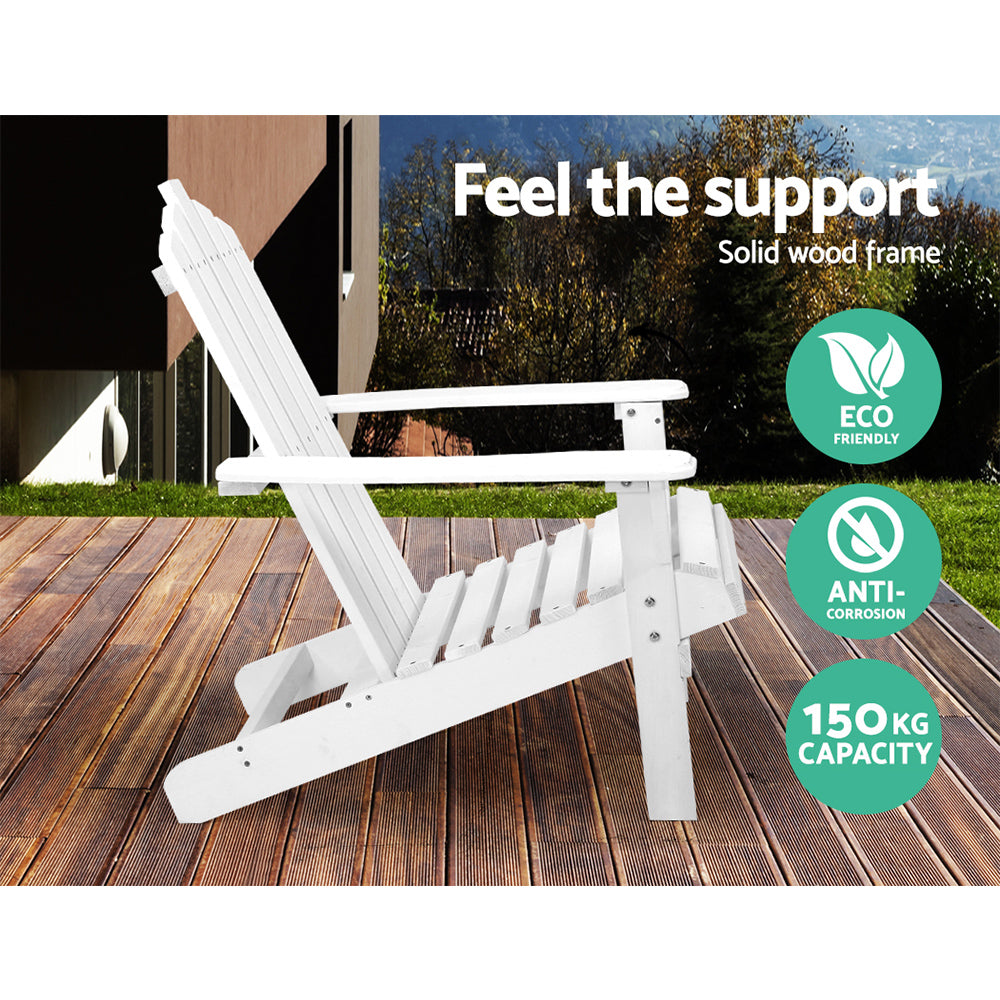 3PC Adirondack Outdoor Table and Chairs Set - White