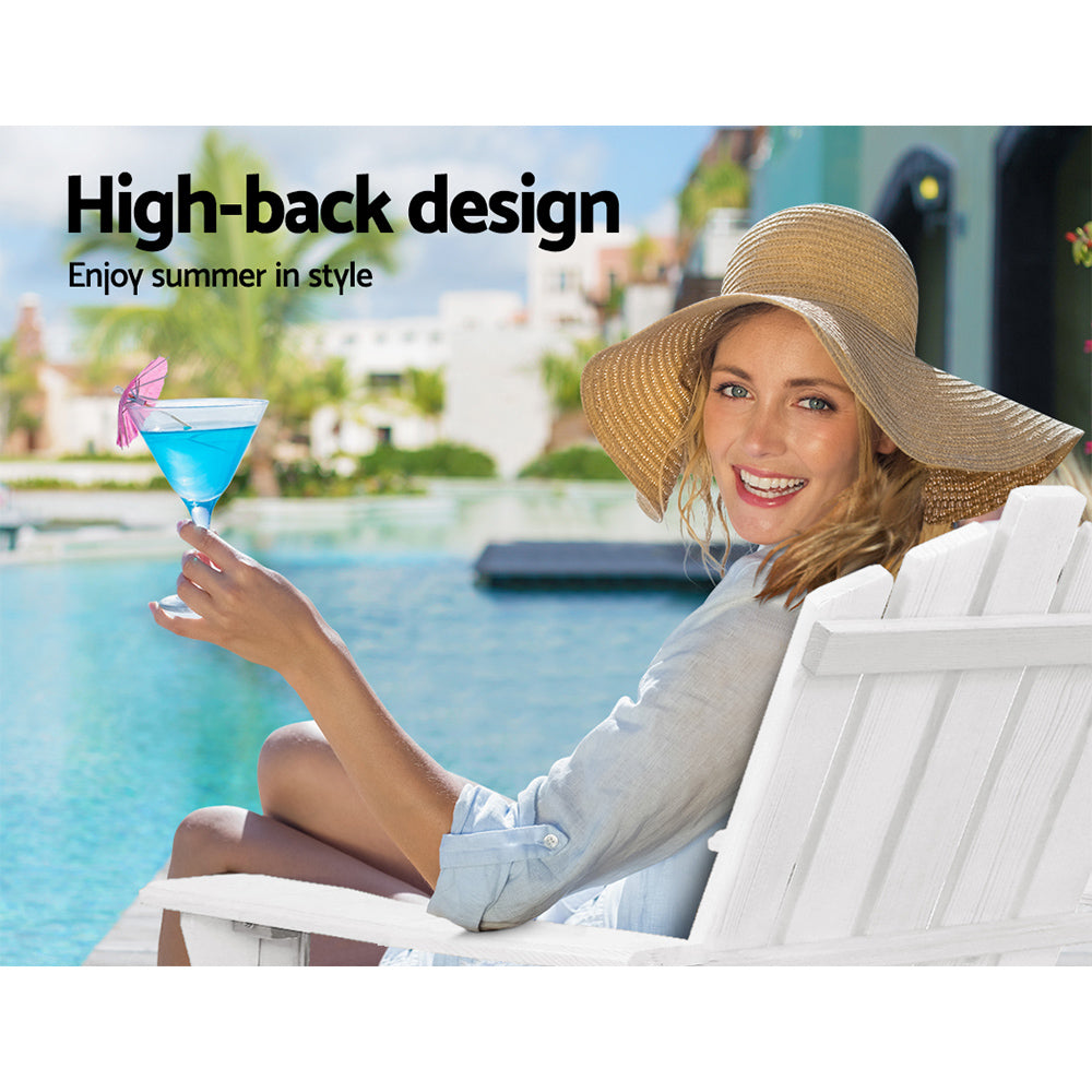 3PC Adirondack Outdoor Table and Chairs Set - White