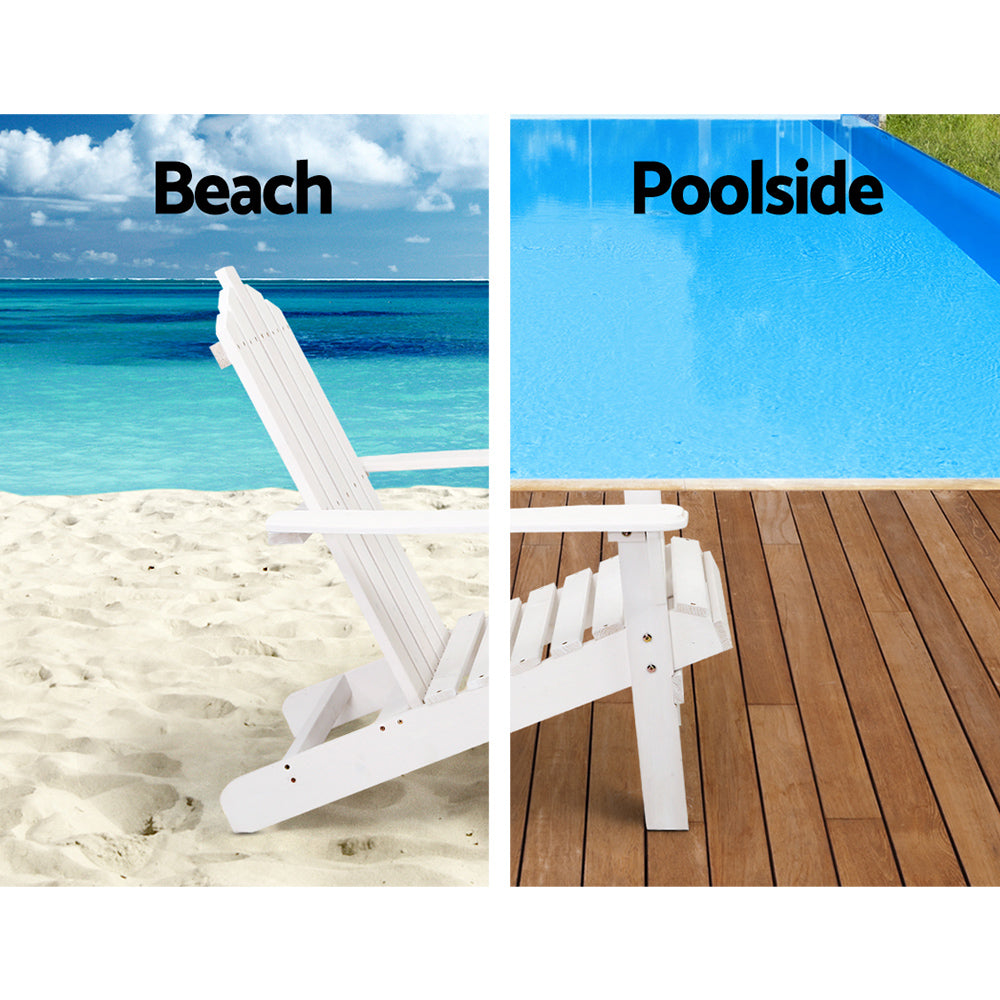 3PC Adirondack Outdoor Table and Chairs Set - White