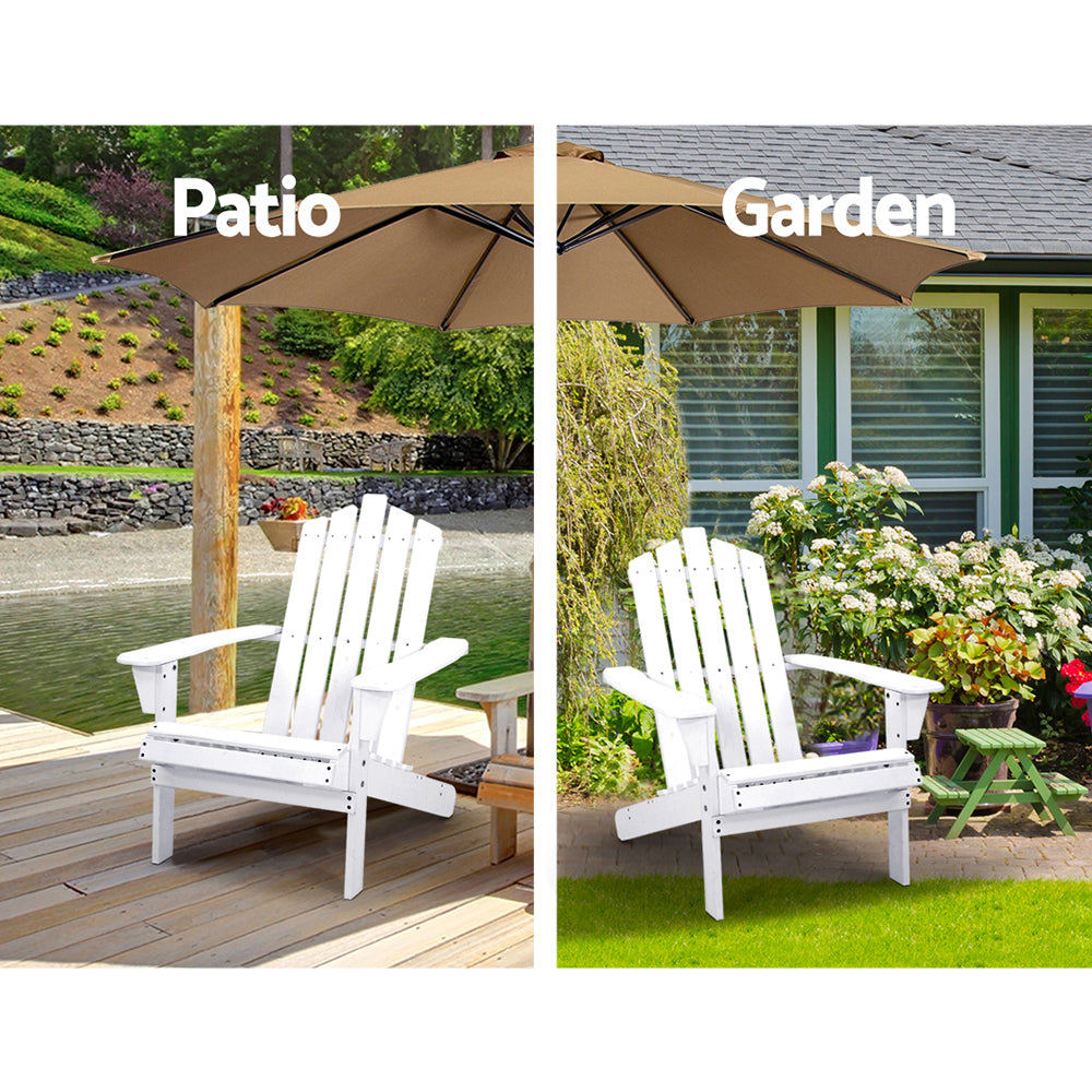 3PC Adirondack Outdoor Table and Chairs Set - White