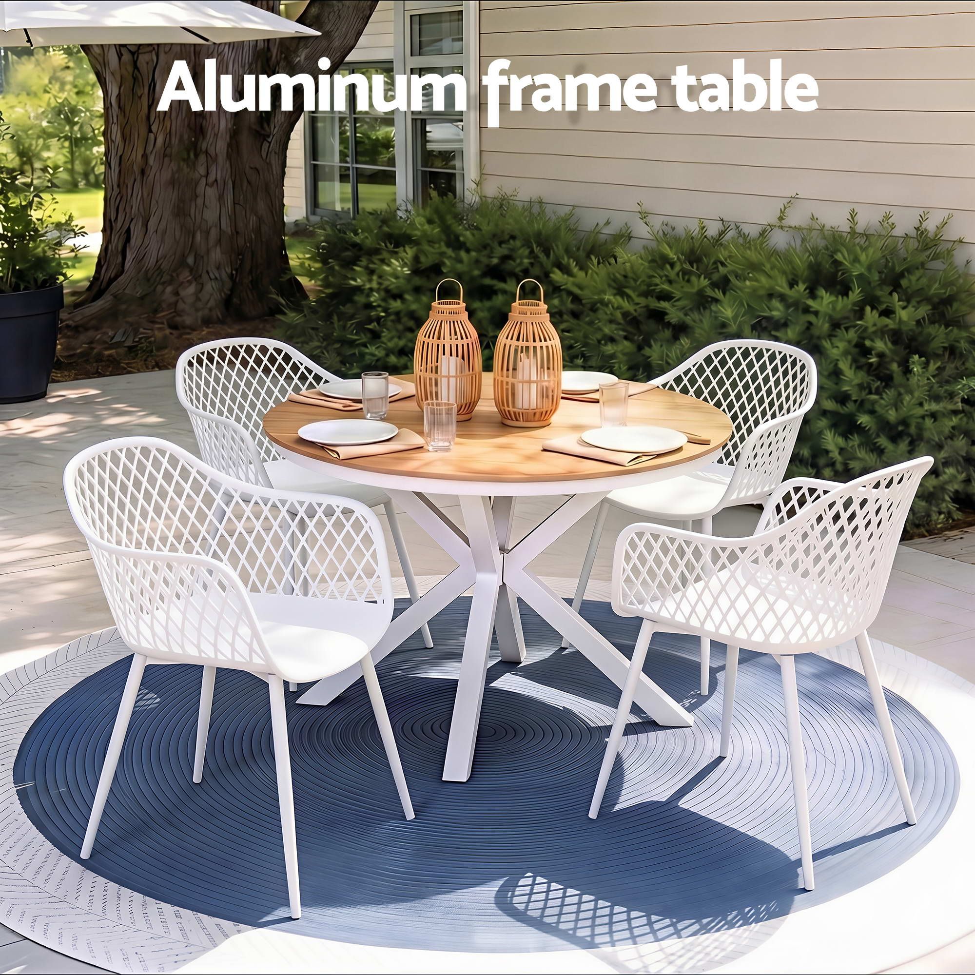 5PCS Outdoor Dining Set Table and Chairs Patio Garden Furniture Diamond