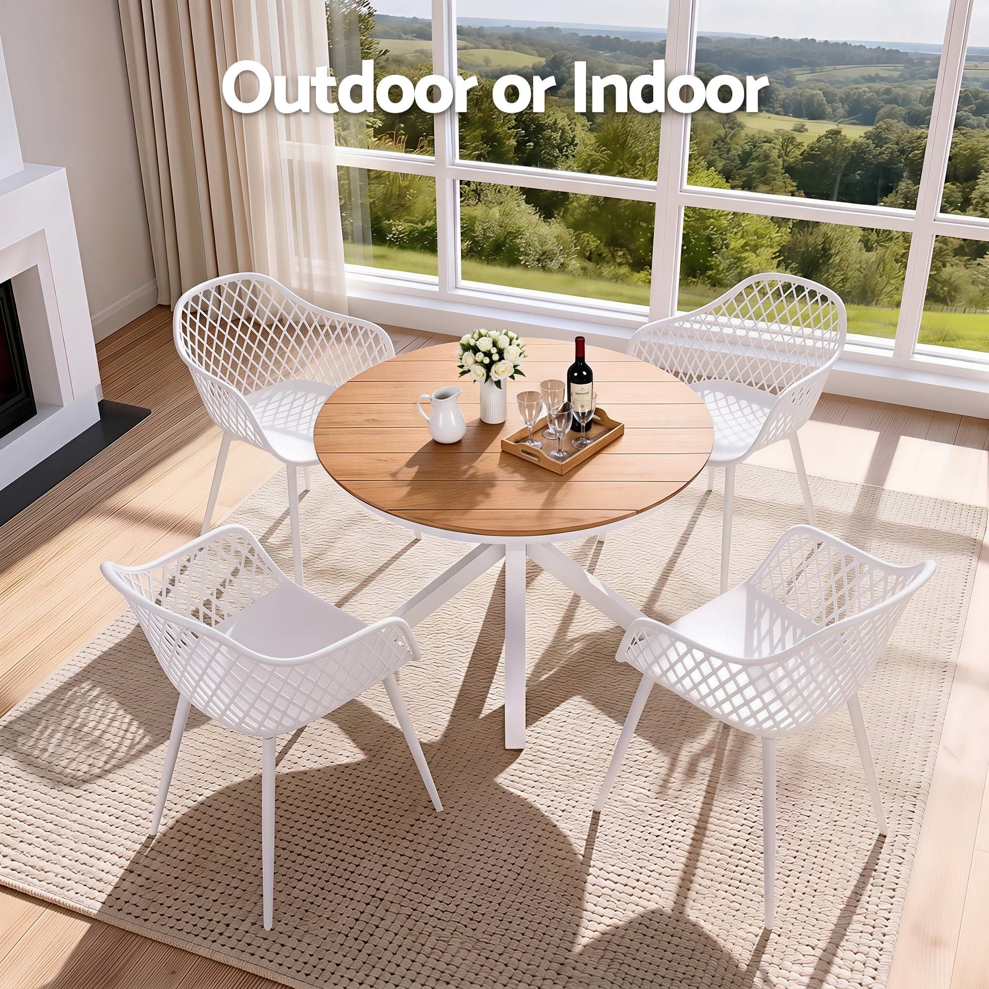 5PCS Outdoor Dining Set Table and Chairs Patio Garden Furniture Diamond