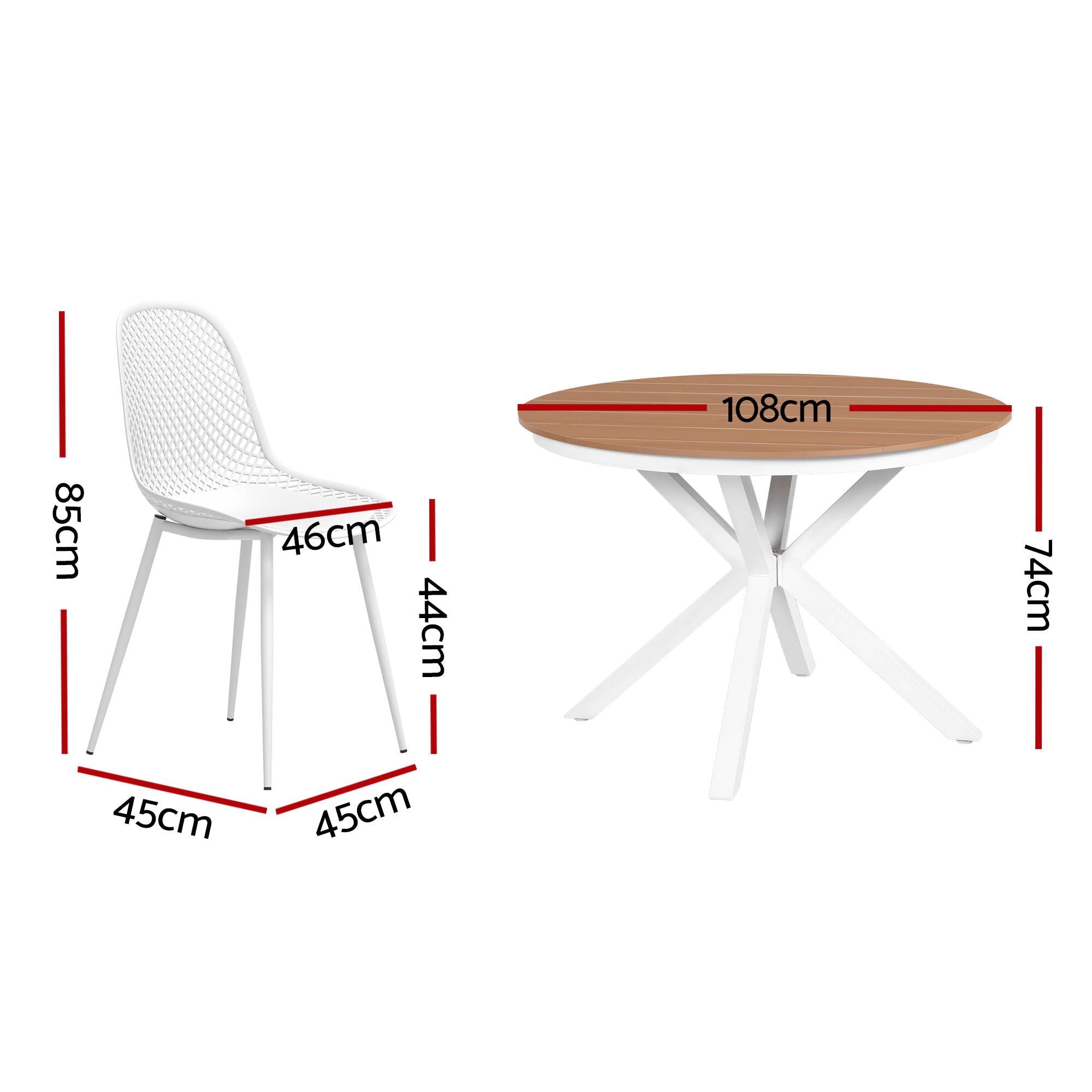 5PCS Outdoor Dining Set Table and Chairs Patio Garden Furniture Lattice