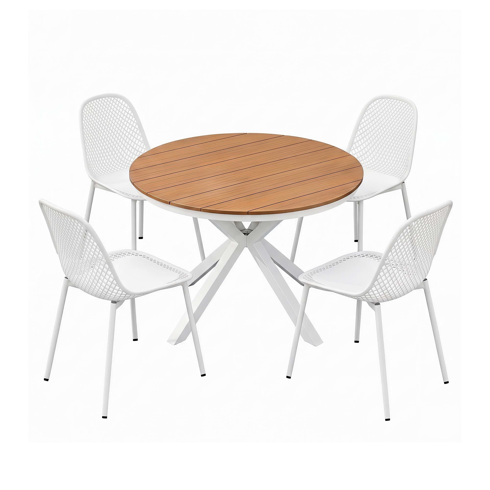 5PCS Outdoor Dining Set Table and Chairs Patio Garden Furniture Lattice