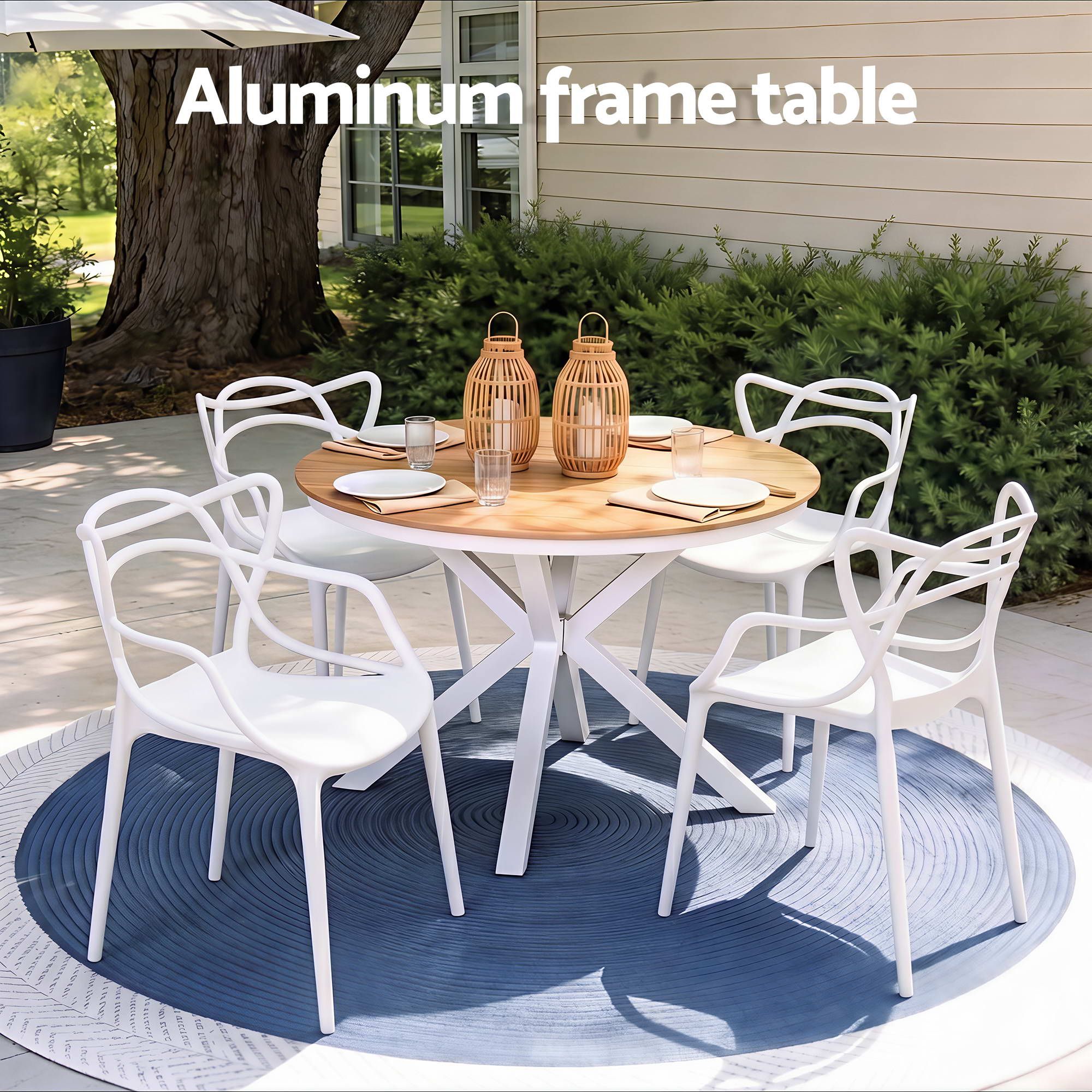 5PCS Outdoor Dining Set Table and Chairs Patio Garden Furniture Entwine