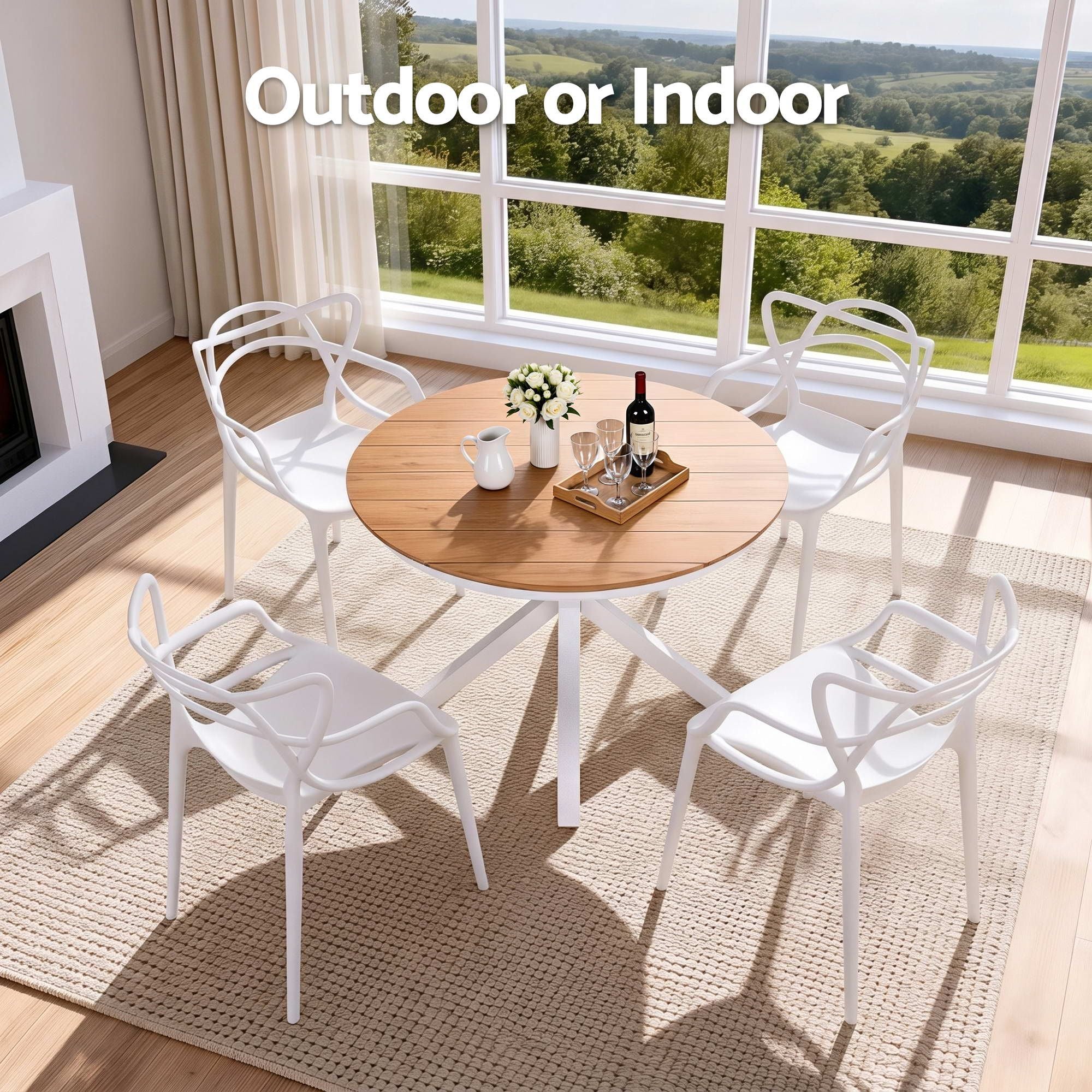 5PCS Outdoor Dining Set Table and Chairs Patio Garden Furniture Entwine