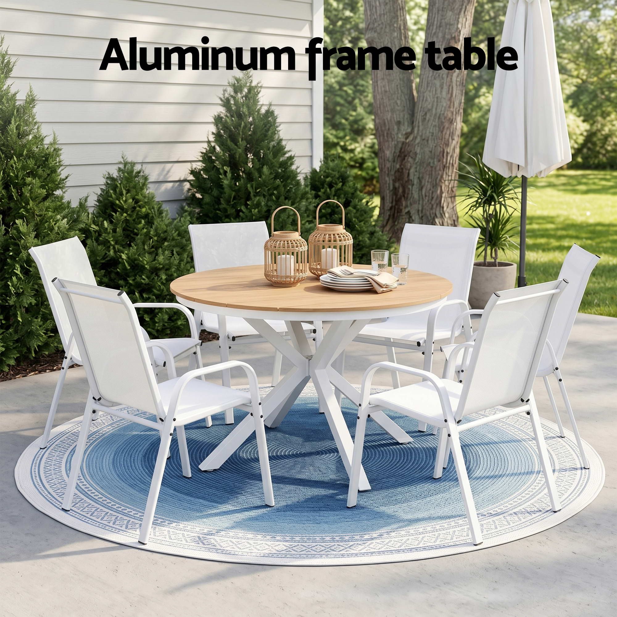 7PCS Outdoor Dining Set Table and Chairs Patio Garden Furniture Steel