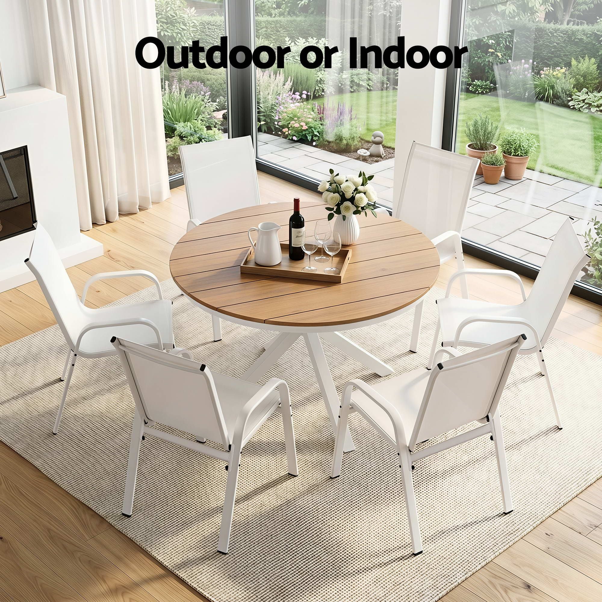 7PCS Outdoor Dining Set Table and Chairs Patio Garden Furniture Steel