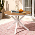 Outdoor Dining Table 108CM Aluminum Frame WPC Top Patio Furniture - Natural White