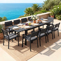 11PCS Outdoor Extendable Aluminum Dining Set with Chairs - Black