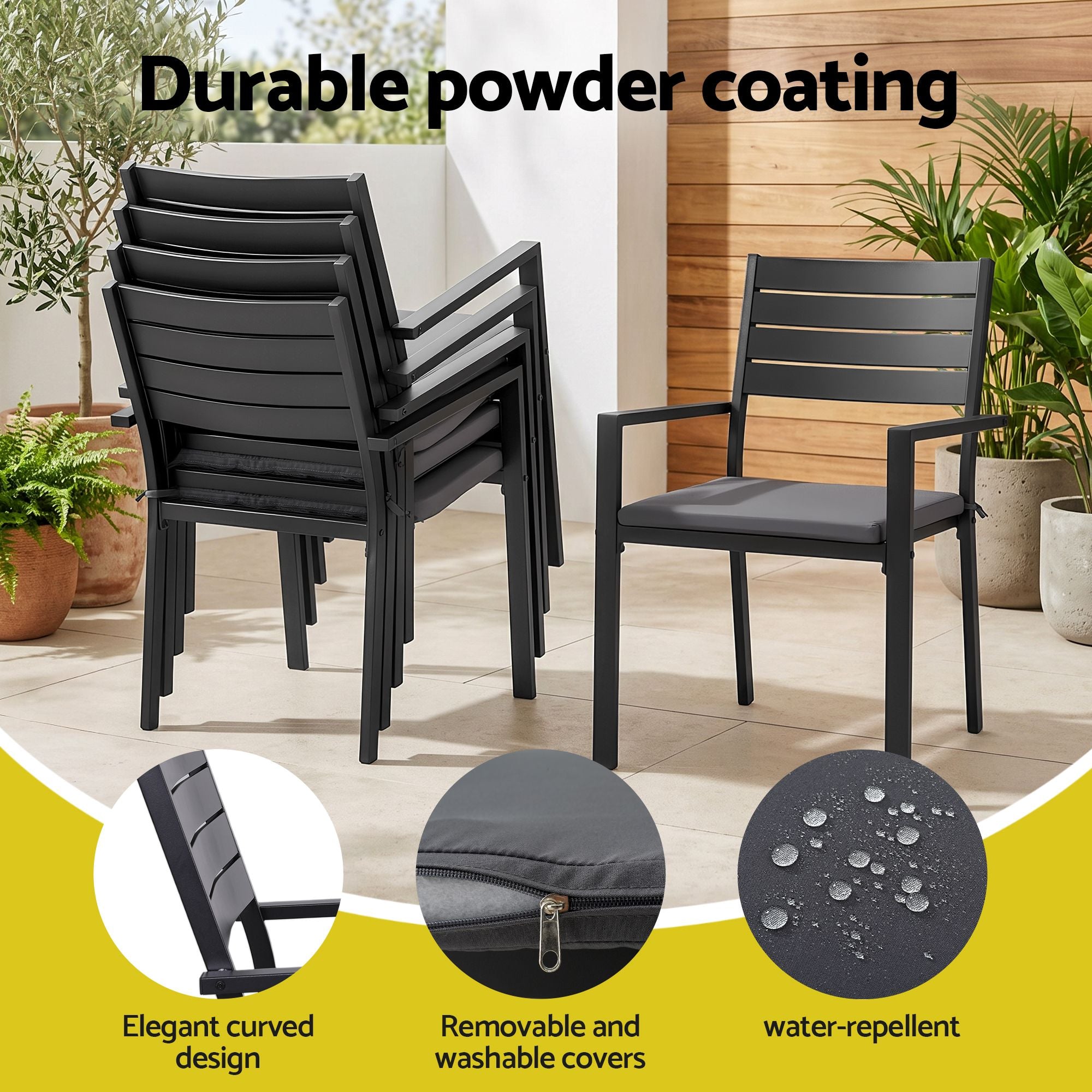 11PCS Outdoor Extendable Aluminum Dining Set with Chairs - Black