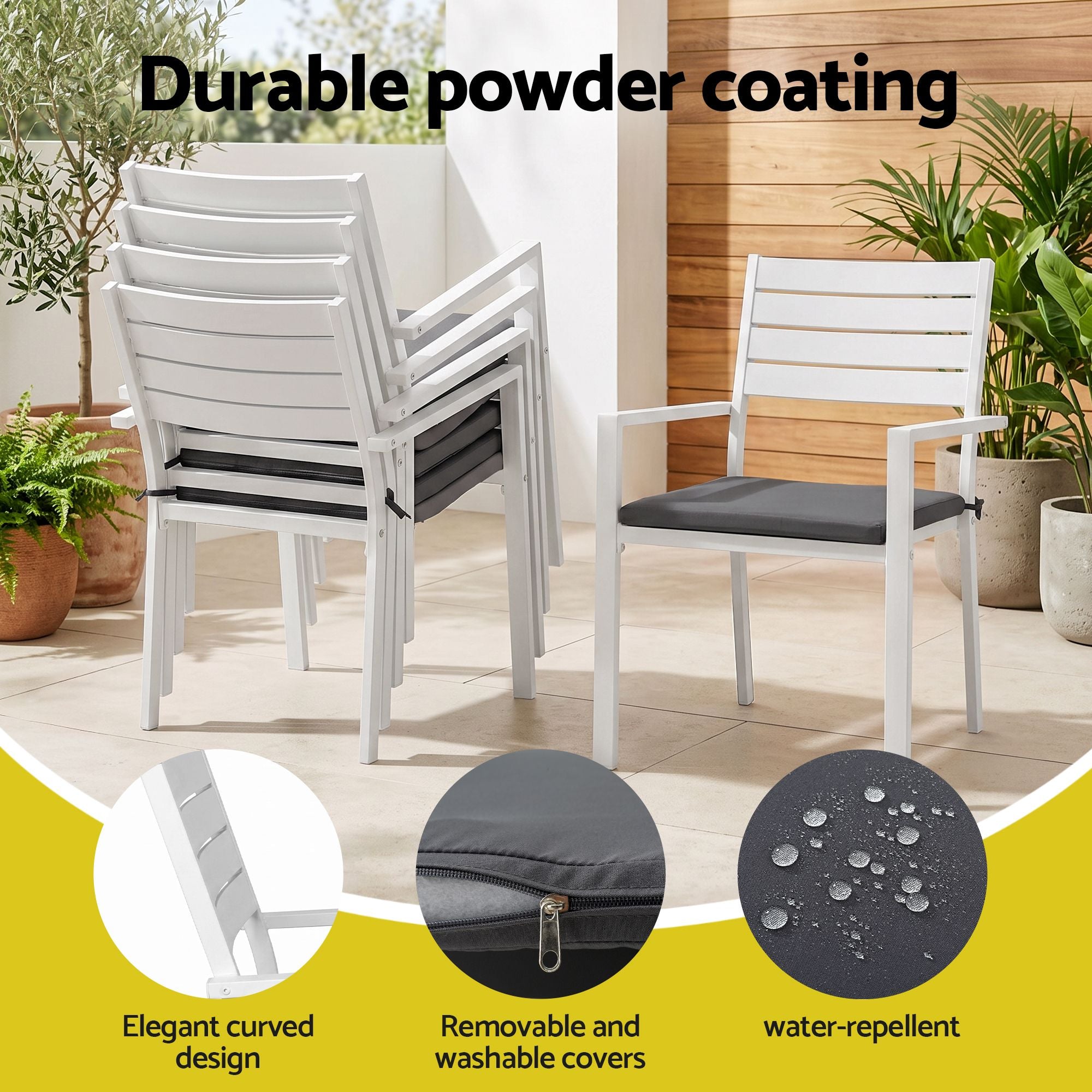 11PCS Outdoor Extendable Aluminum Dining Set with 10 Chairs - White
