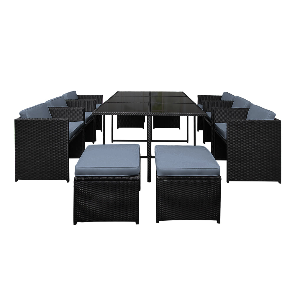 11 Piece Harvey Outdoor Dining Set - Black