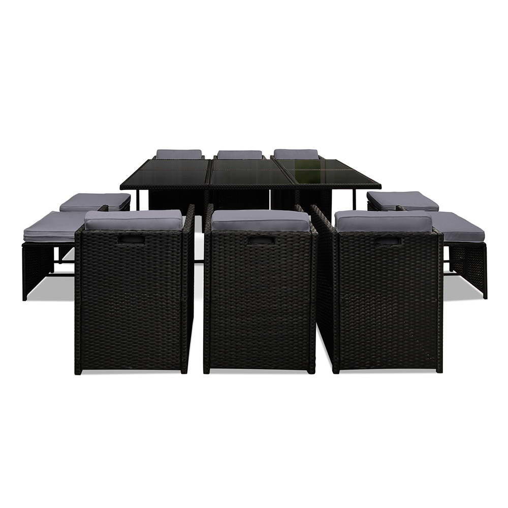 11 Piece Harvey Outdoor Dining Set - Black