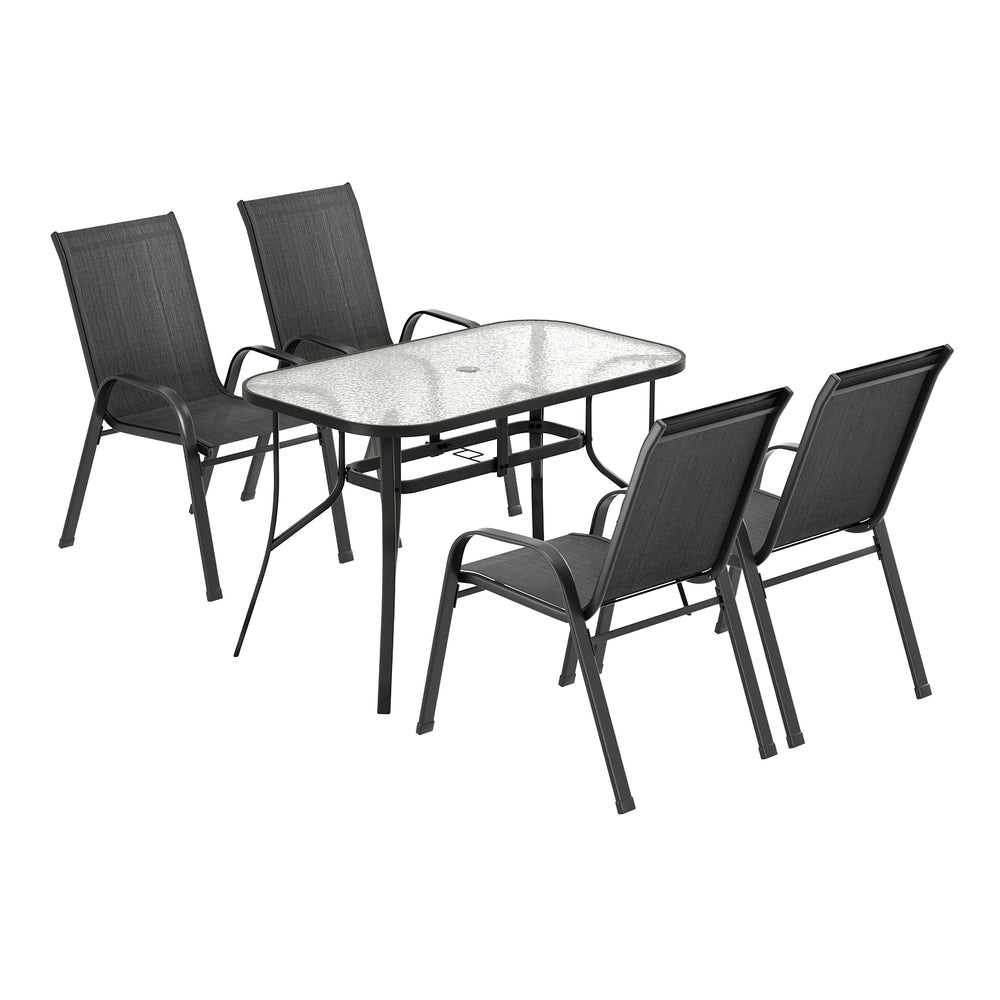 5PC Outdoor Dining Set Table and Chairs Patio Furniture Bistro Set Garden Black