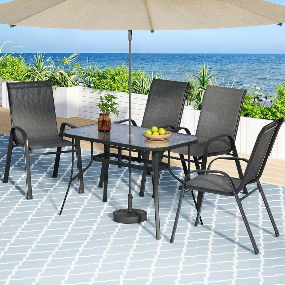 5PC Outdoor Dining Set Table and Chairs Patio Furniture Bistro Set Garden Black