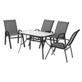 5PC Outdoor Dining Set Table and Chairs Patio Furniture Bistro Set Garden Grey