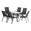 7PC Outdoor Dining Set Table and Chairs Patio Furniture Garden Bistro Set Black
