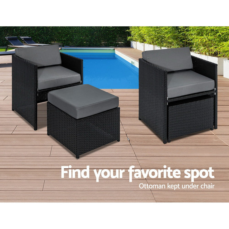 Harvey 13 Piece Outdoor Dining Set - Black