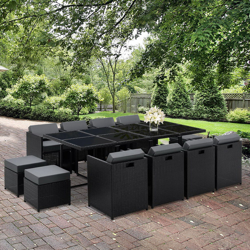 Harvey 13 Piece Outdoor Dining Set - Black