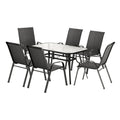 7PC Outdoor Dining Set Table and Chairs Patio Furniture Bistro Set Garden Black