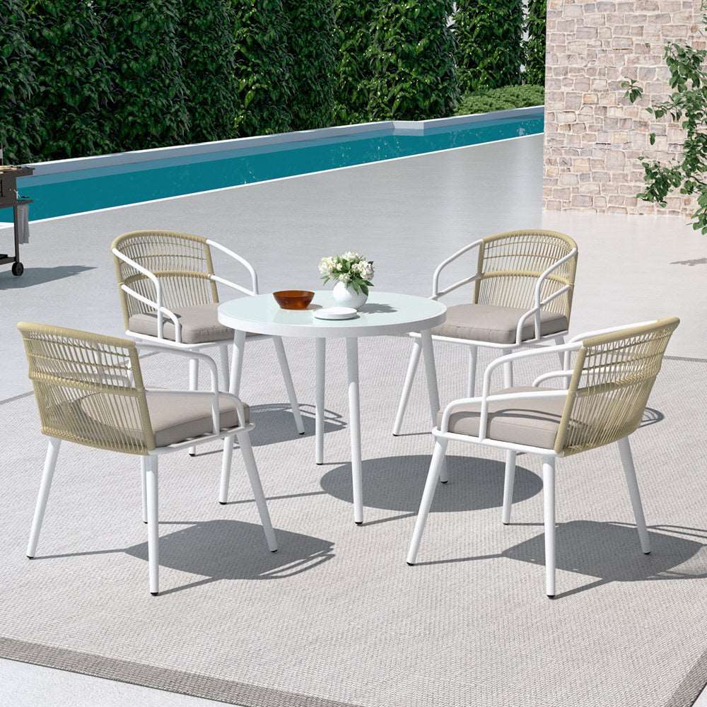 5 Piece Outdoor Dining Set White