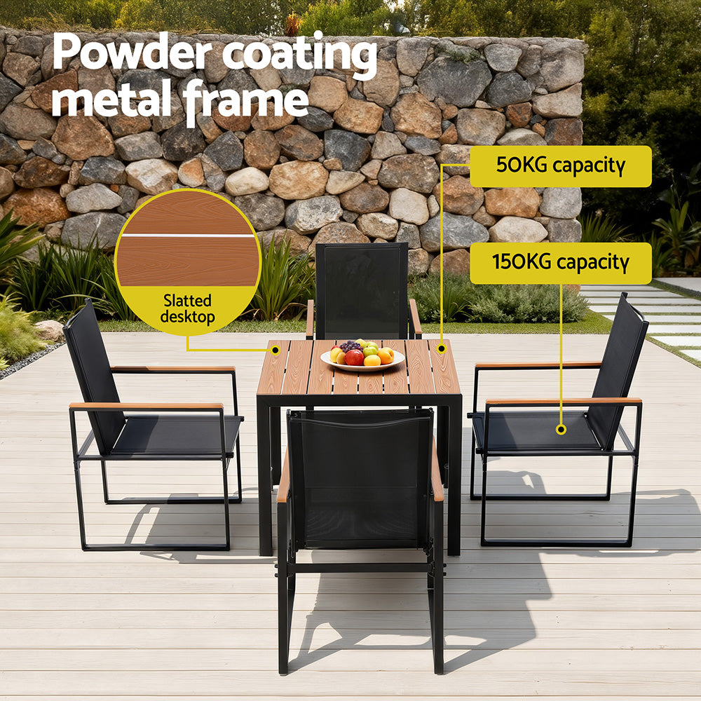 5PCS Outdoor Dining Set Table and Chairs Patio Garden Furniture Bistro Set