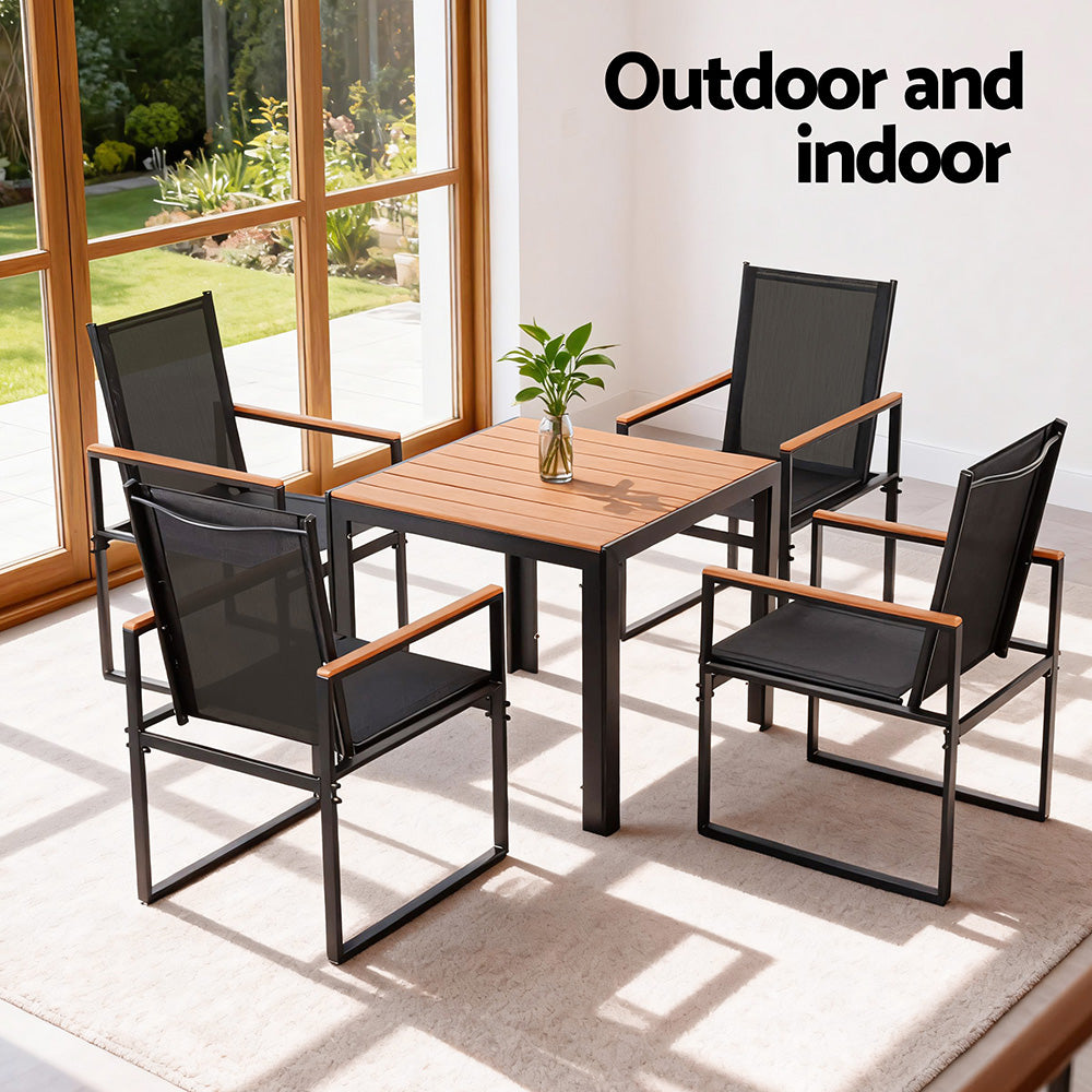 5PCS Outdoor Dining Set Table and Chairs Patio Garden Furniture Bistro Set