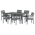 Outdoor Dining Set 7 Piece Aluminum Table Chairs Setting Black