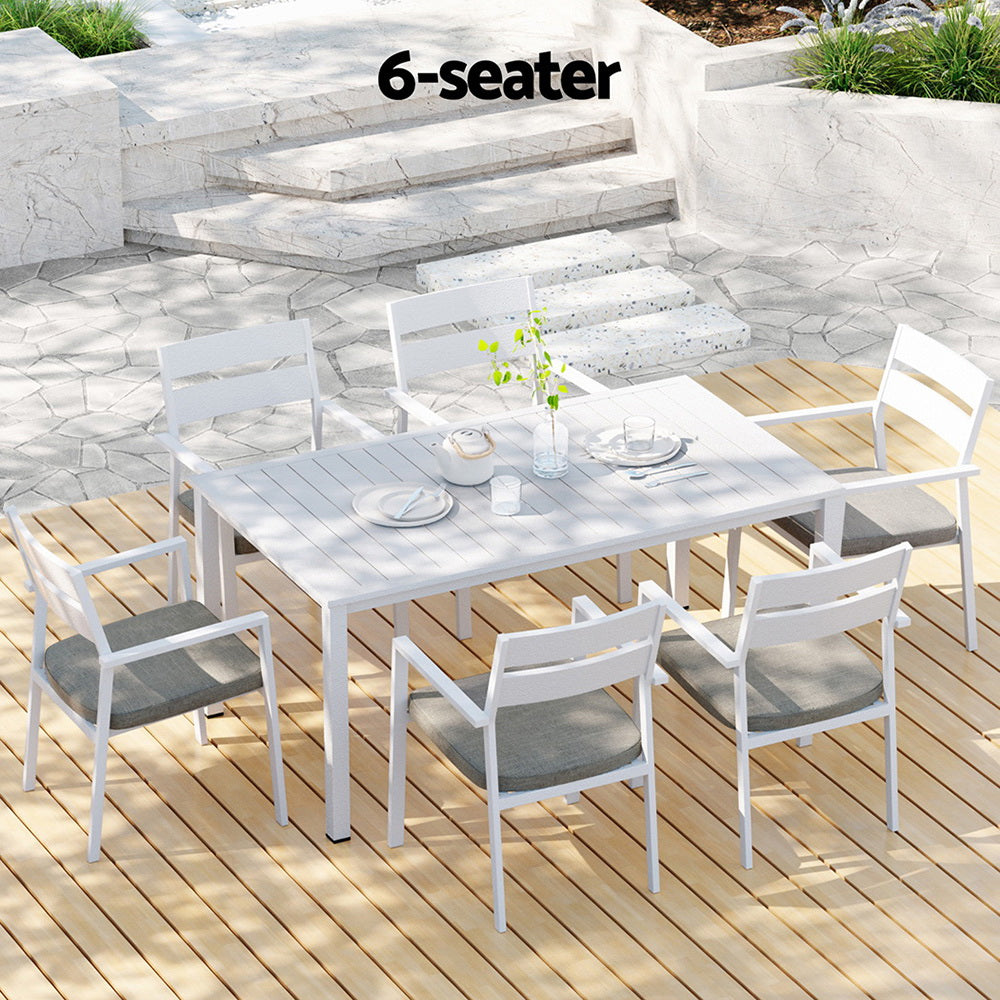 7 Piece Aluminium Outdoor Dining Set White