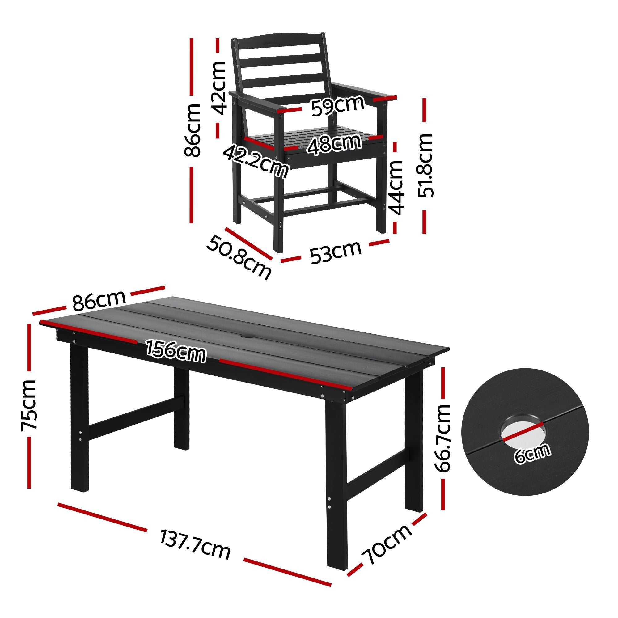 7 Piece Outdoor Dining Set Patio HDPE Table and Chairs Garden Furniture