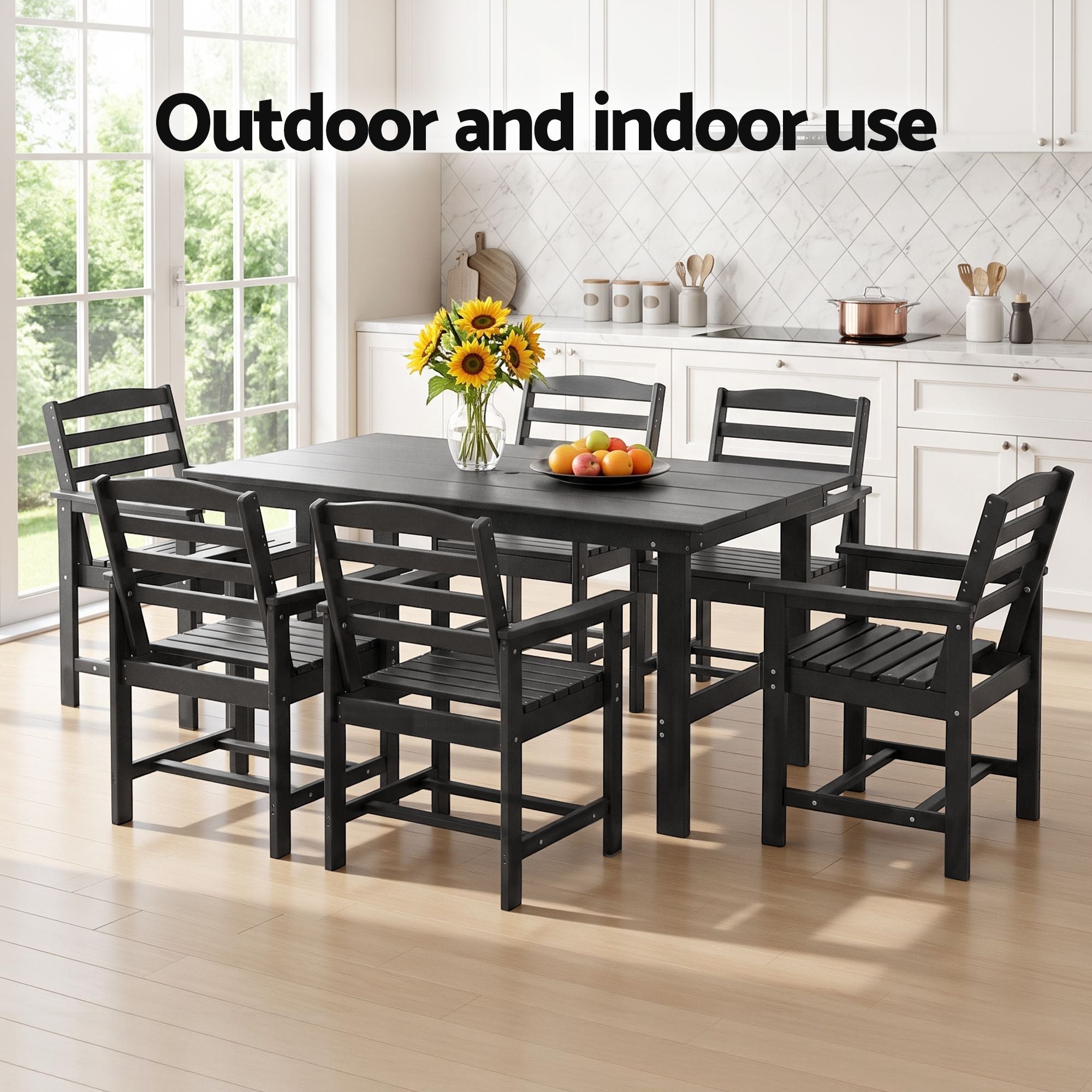7 Piece Outdoor Dining Set Patio HDPE Table and Chairs Garden Furniture