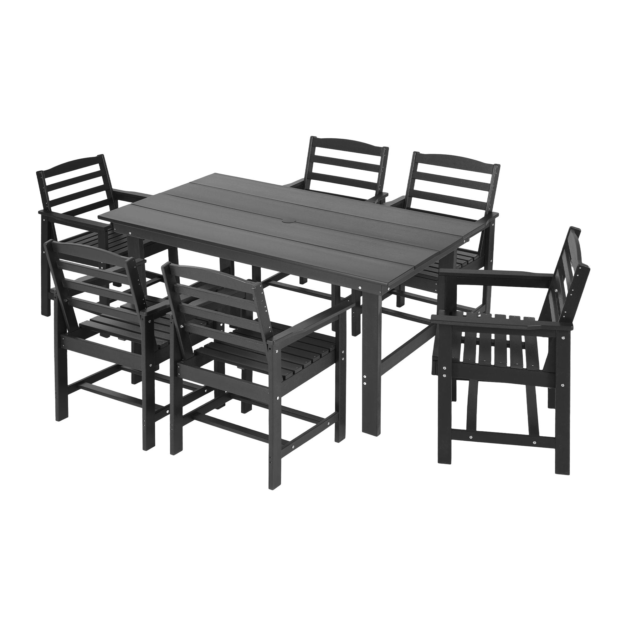 7 Piece Outdoor Dining Set Patio HDPE Table and Chairs Garden Furniture