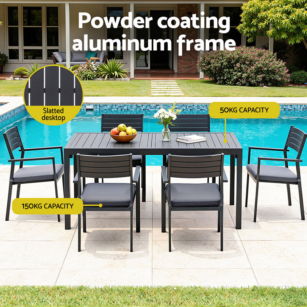 Wentworth 9 Piece Aluminium Outdoor Dining Set – Black
