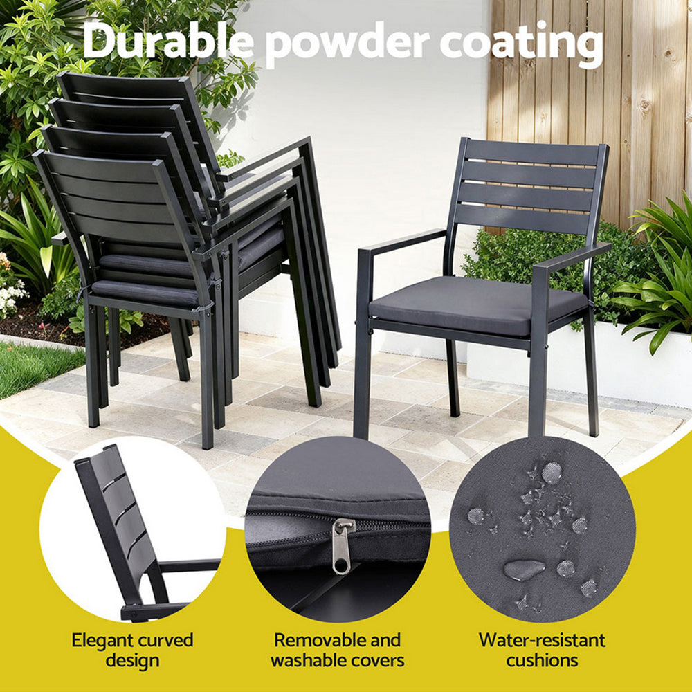 Wentworth 9 Piece Aluminium Outdoor Dining Set – Black